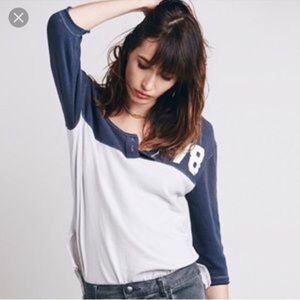 Free People Raglan Baseball Henley Tshirt